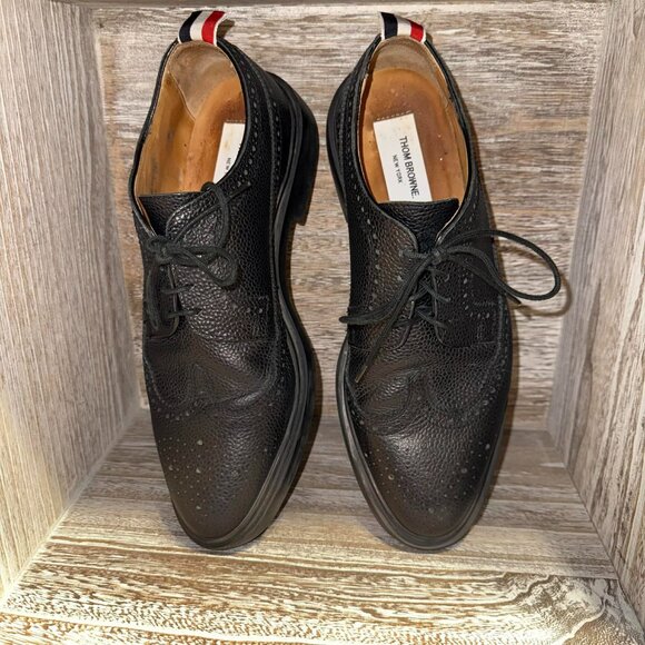 Thom Browne Pebble Leather Longwing Wingtip Oxford Brogues Rubber Sole - Picture 6 of 13